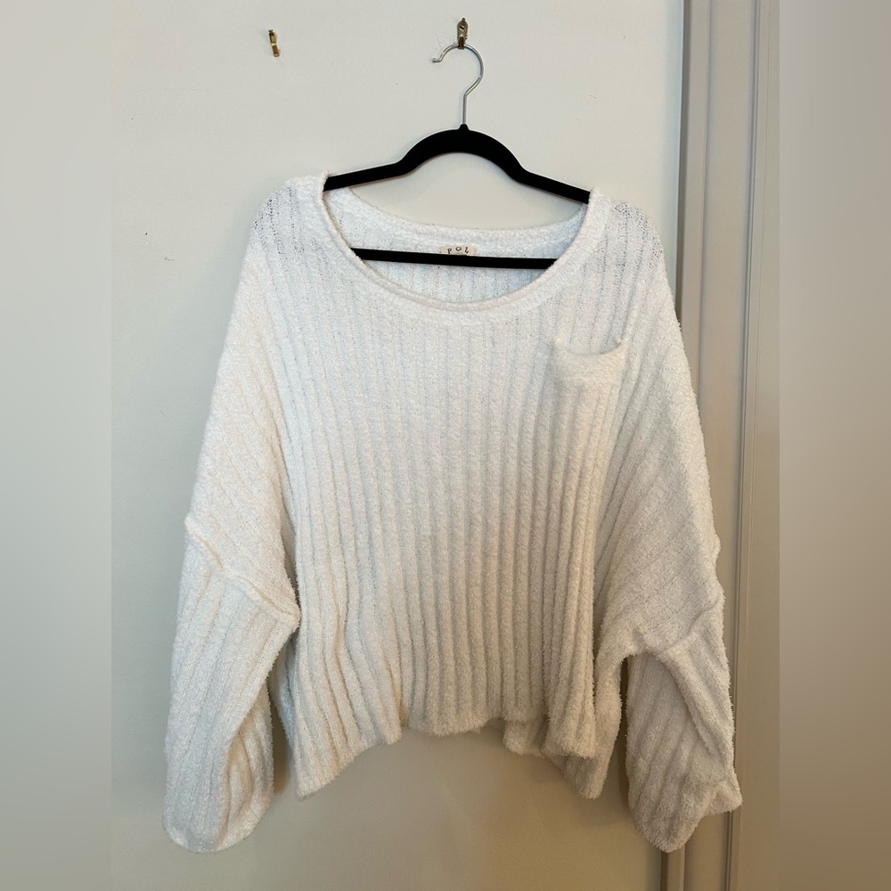 POL L White Super Soft Oversized Sweater